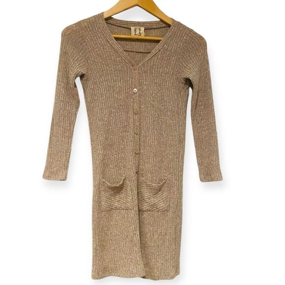 People’s Project LA Oatmeal Alisa Knit Duster Button Down Cardigan Size Small - Picture 1 of 5